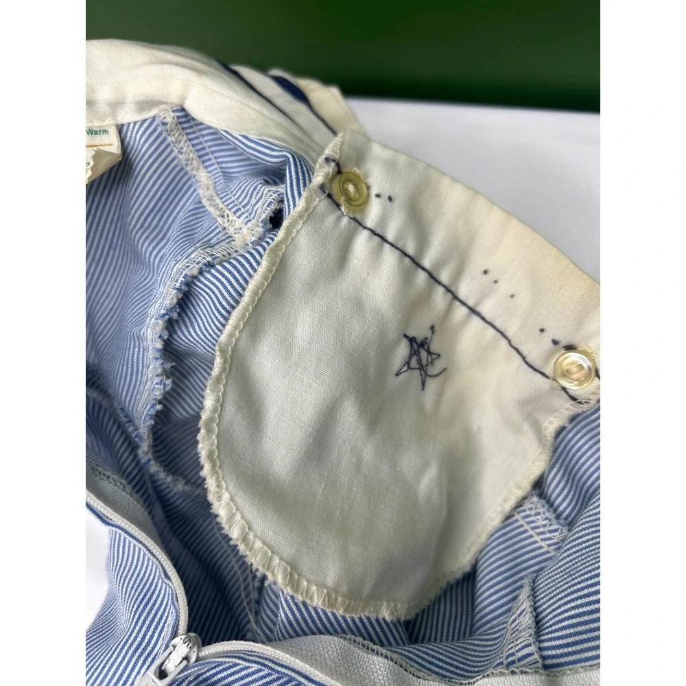 Vintage Toddle Time JCPenney Blue White Pinstripe Sailor Dress Star Size 1